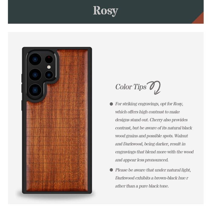 Measuring the Details, Classic Engraved Wood & TPU Case - Artisanal Cover for Samsung Galaxy