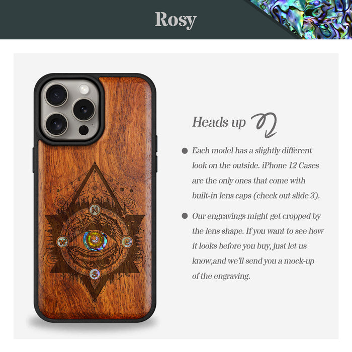 Storm Eye, Hand-Inlaid Wood & Mother of Pearl Case - Artisanal Cover for Apple iPhone