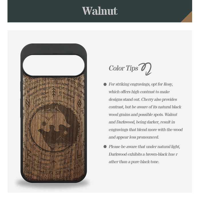 A Yin-Yang Journey, Classic Engraved Wood & TPU Case - Artisanal Cover for Google Pixel