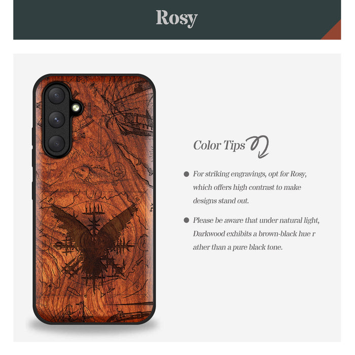 Nautical Mysteries, Classic Engraved Wood & TPU Case - Artisanal Cover for Samsung Galaxy