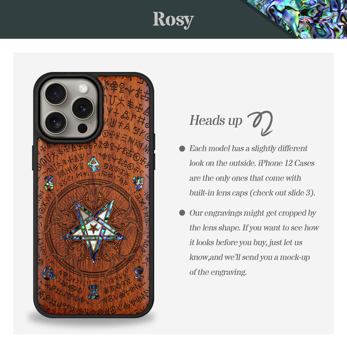 Whisper of the Abyss, Hand-Inlaid Wood & Mother of Pearl Case - Artisanal Cover for Apple iPhone