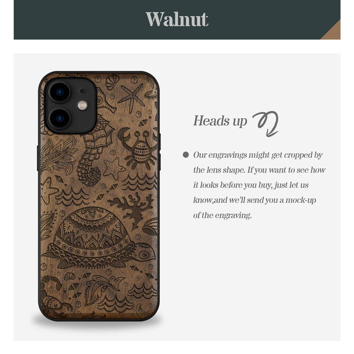 An Oceanic Odyssey, Classic Engraved Wood & TPU Case - Artisanal Cover for Apple iPhone