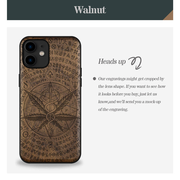 Cosmic Herbality, Classic Engraved Wood & TPU Case - Artisanal Cover for Apple iPhone