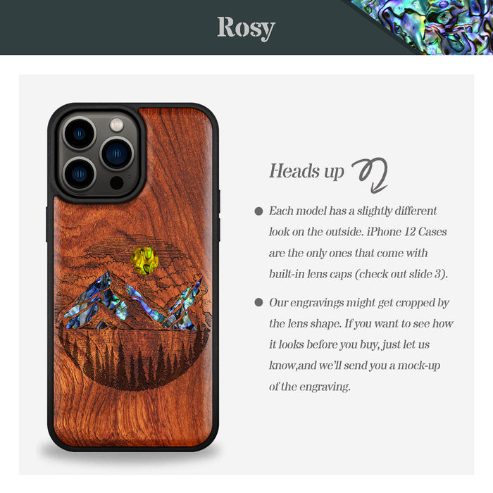 A Captivating Landscape Painting, Hand-Inlaid Wood & Mother of Pearl Case - Artisanal Cover for Apple iPhone