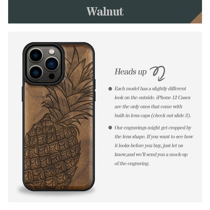 The Pineapple Fruit Design, Classic Engraved Wood & TPU Case - Artisanal Cover for Apple iPhone