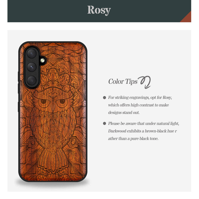 The Owl Tapestry, Classic Engraved Wood & TPU Case - Artisanal Cover for Samsung Galaxy