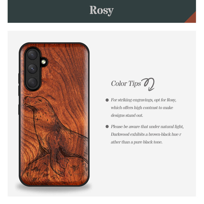 The Seal's Rest, Classic Engraved Wood & TPU Case - Artisanal Cover for Samsung Galaxy