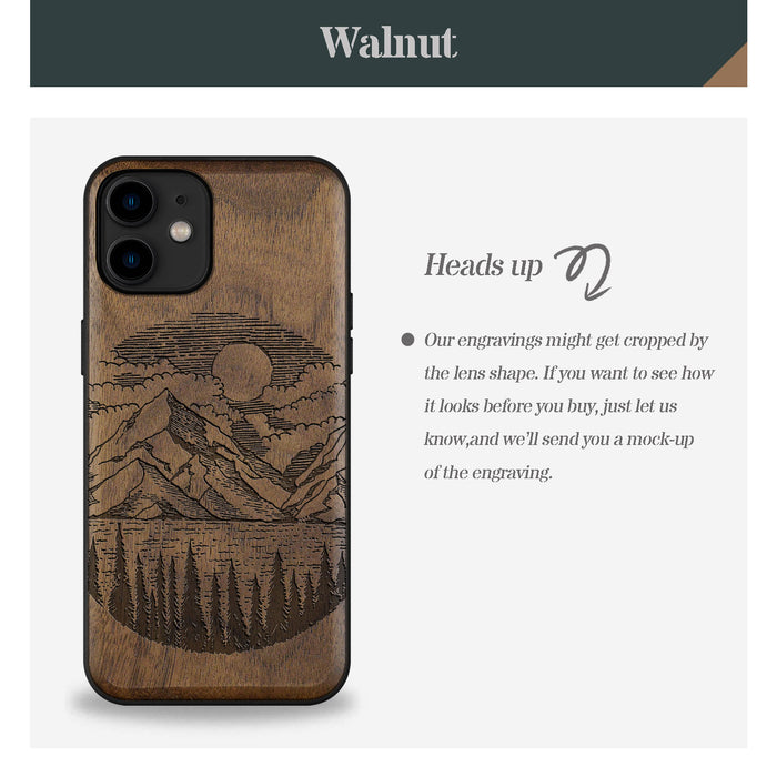 A Captivating Landscape Painting, Classic Engraved Wood & TPU Case - Artisanal Cover for Apple iPhone