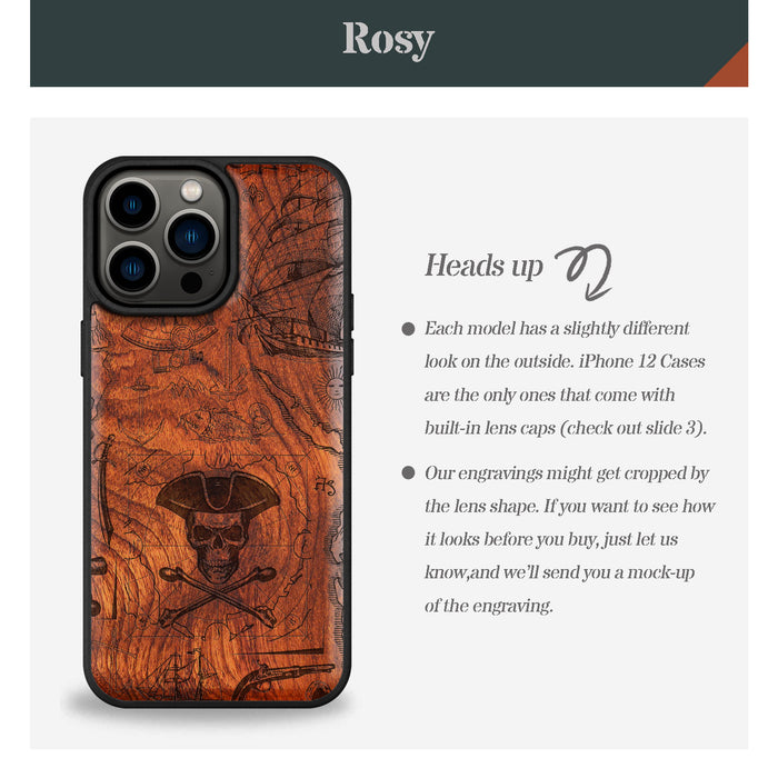 The Pirate's Legacy, Classic Engraved Wood & TPU Case - Artisanal Cover for Apple iPhone