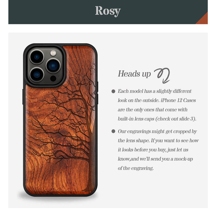 The Bare Tree, Classic Engraved Wood & TPU Case - Artisanal Cover for Apple iPhone