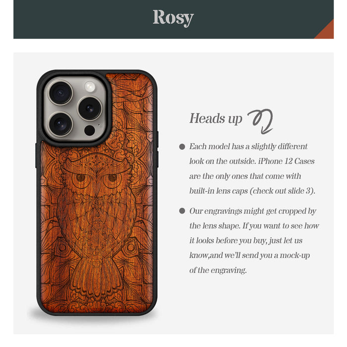 The Owl Tapestry, Classic Engraved Wood & TPU Case - Artisanal Cover for Apple iPhone