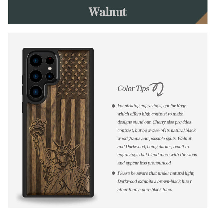 Classic Engraved Wood & TPU Case - Artisanal Cover for Samsung Galaxy