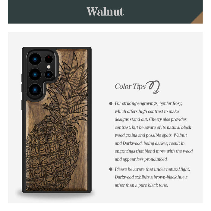 The Pineapple Fruit Design, Classic Engraved Wood & TPU Case - Artisanal Cover for Samsung Galaxy