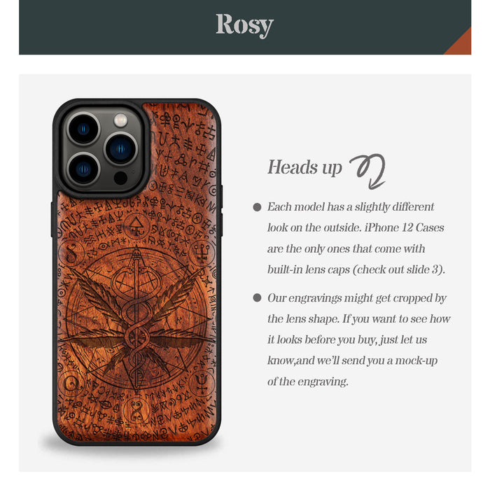 Cosmic Herbality, Classic Engraved Wood & TPU Case - Artisanal Cover for Apple iPhone