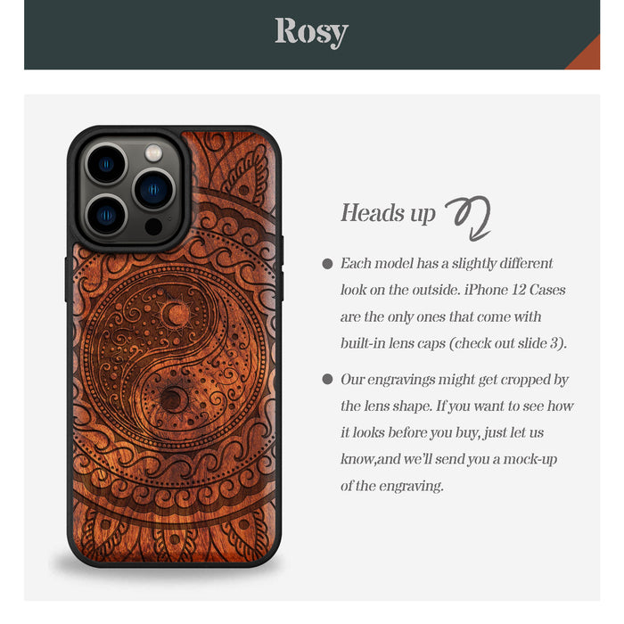 The Yin Yang Paisley, Classic Engraved Wood & TPU Case - Artisanal Cover for Apple iPhone