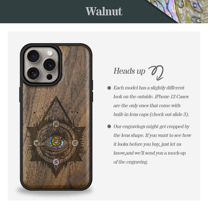 Storm Eye, Hand-Inlaid Wood & Mother of Pearl Case - Artisanal Cover for Apple iPhone