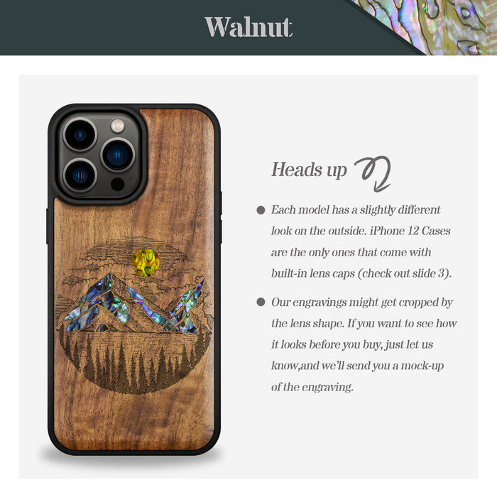 A Captivating Landscape Painting, Hand-Inlaid Wood & Mother of Pearl Case - Artisanal Cover for Apple iPhone