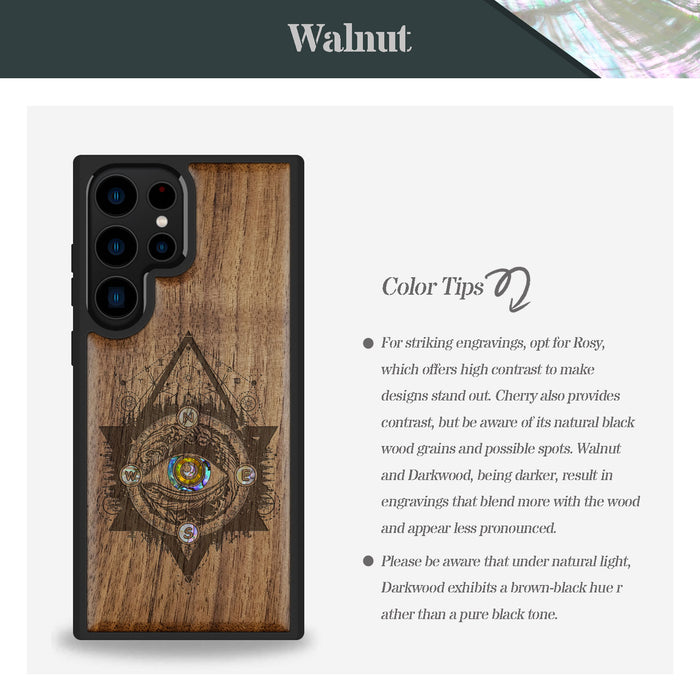 Storm Eye, Hand-Inlaid Wood & Mother of Pearl Case - Artisanal Cover for Samsung Galaxy