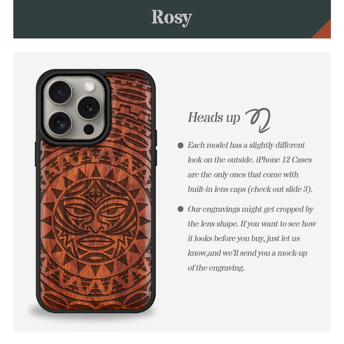 Maori Moko Mandala, Classic Engraved Wood & TPU Case - Artisanal Cover for Apple iPhone