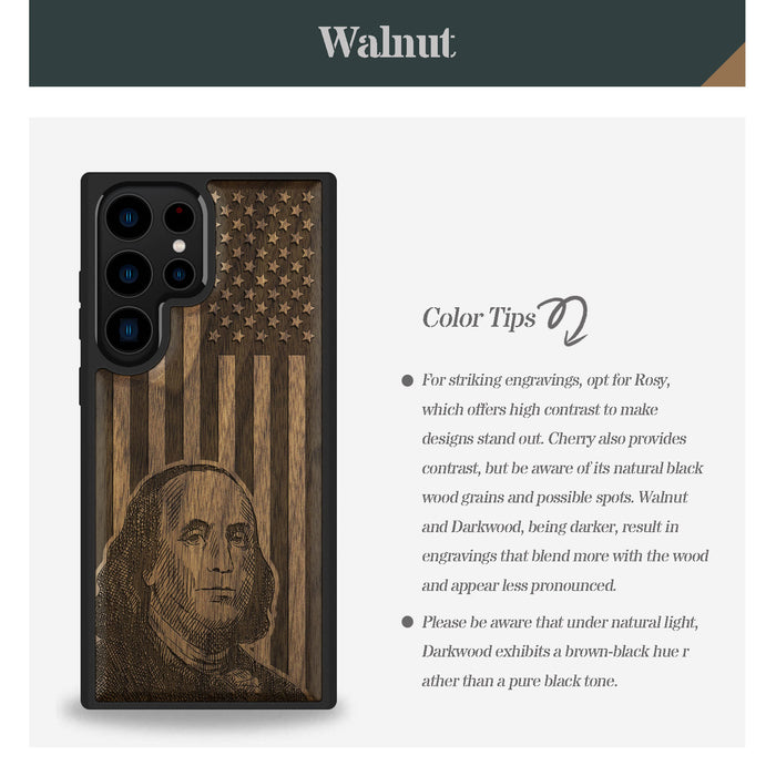 Classic Engraved Wood & TPU Case - Artisanal Cover for Samsung Galaxy