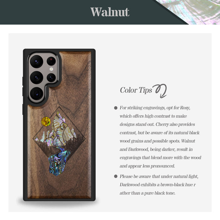 Mountain Path, Hand-Inlaid Wood & Mother of Pearl Case - Artisanal Cover for Samsung Galaxy