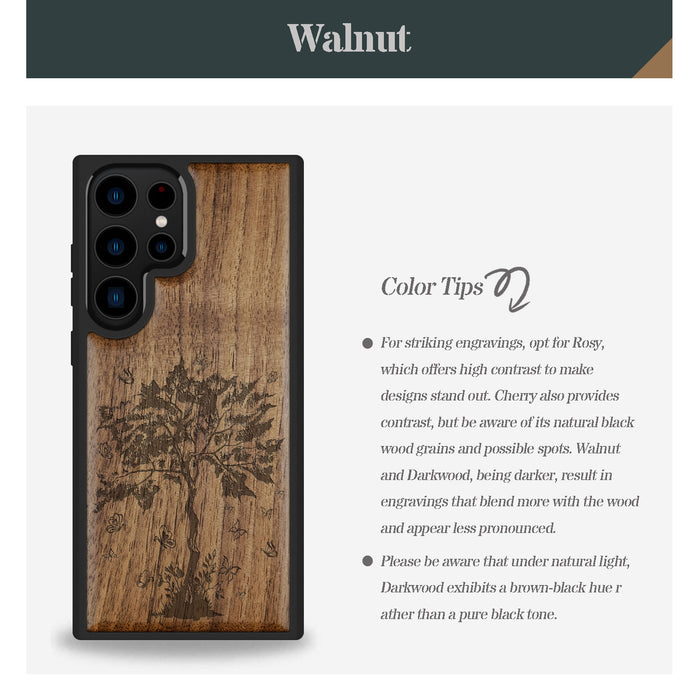 The Zentangle Sapling, Classic Engraved Wood & TPU Case - Artisanal Cover for Samsung Galaxy