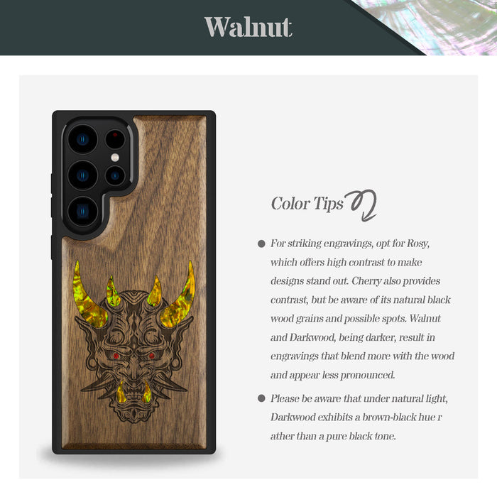 Fierce Elegance, Hand-Inlaid Wood & Mother of Pearl Case - Artisanal Cover for Samsung Galaxy