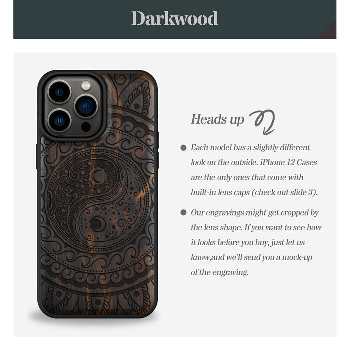 The Yin Yang Paisley, Classic Engraved Wood & TPU Case - Artisanal Cover for Apple iPhone