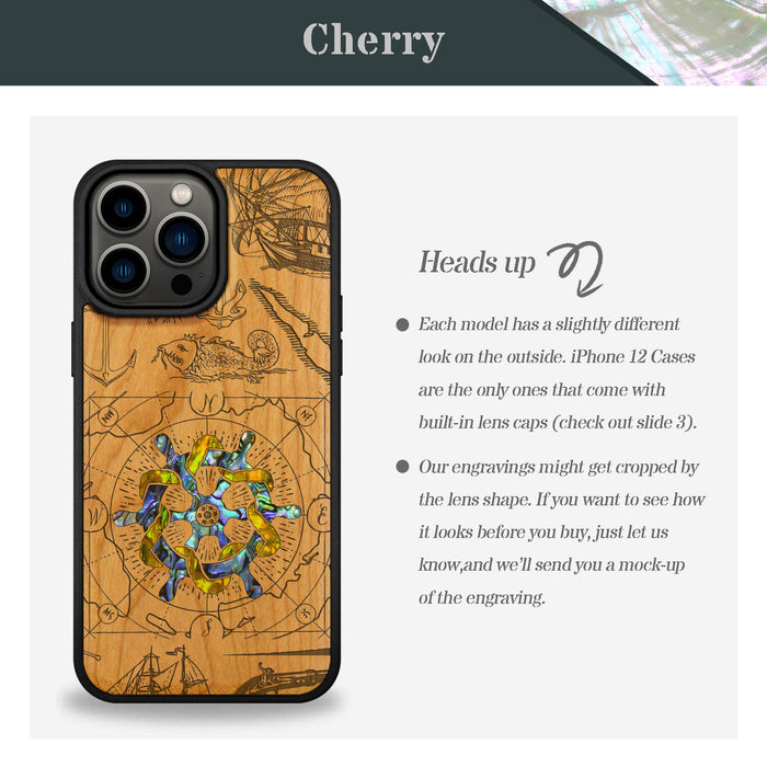 Journey of the Mariner, Hand-Inlaid Wood & Mother of Pearl Case - Artisanal Cover for Apple iPhone