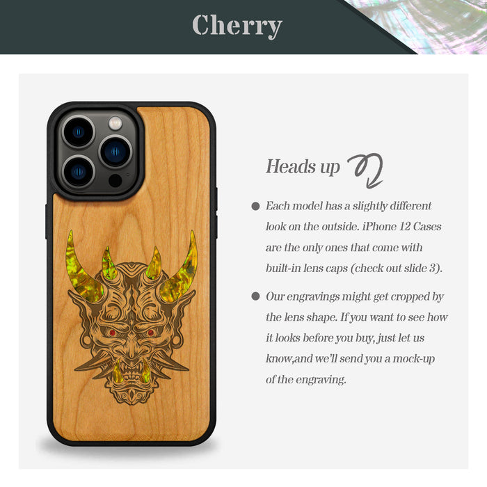 Fierce Elegance, Hand-Inlaid Wood & Mother of Pearl Case - Artisanal Cover for Apple iPhone