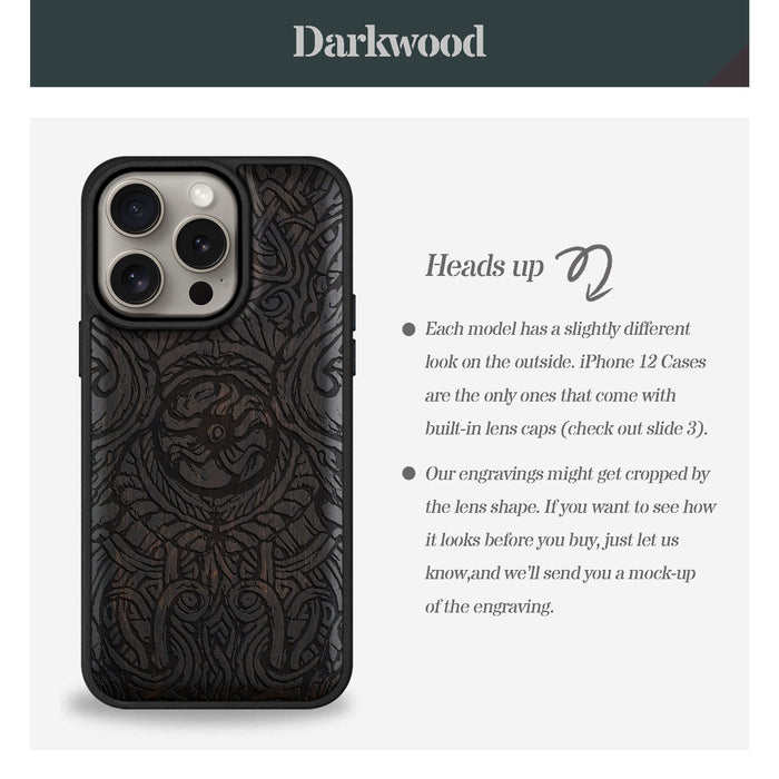 Futhark Letters, Classic Engraved Wood & TPU Case - Artisanal Cover for Apple iPhone