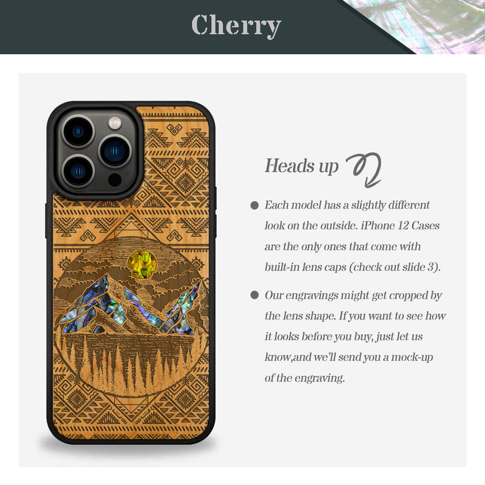 The Lens of Nature, Hand-Inlaid Wood & Mother of Pearl Case - Artisanal Cover for Apple iPhone