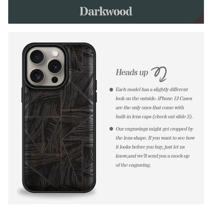 The Doodle Wave Pattern, Classic Engraved Wood & TPU Case - Artisanal Cover for Apple iPhone