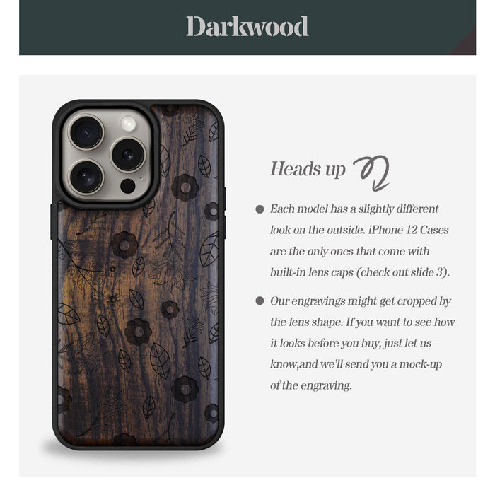 The Floral Continuum, Classic Engraved Wood & TPU Case - Artisanal Cover for Apple iPhone