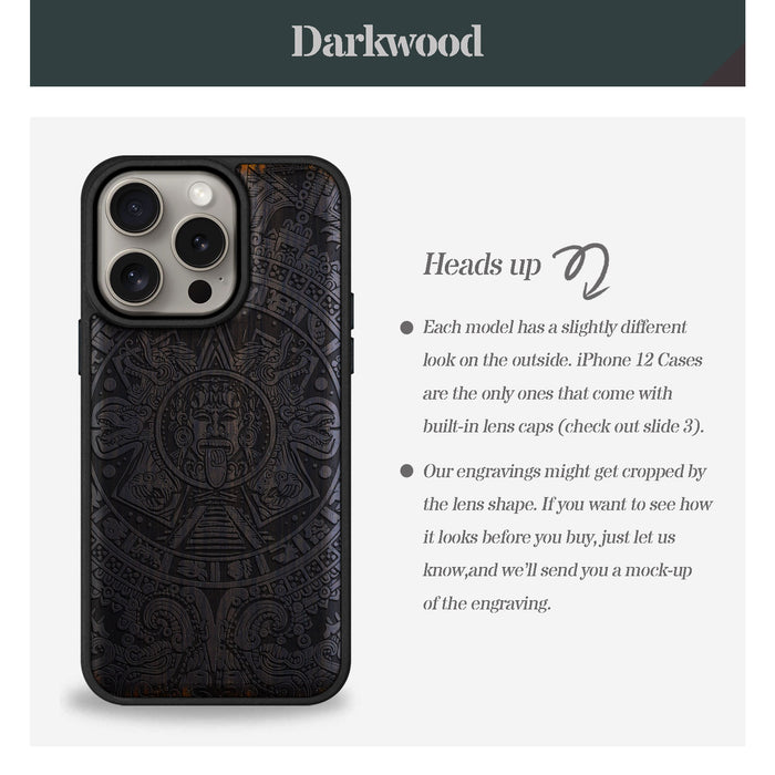 Echoes of the Maya, Classic Engraved Wood & TPU Case - Artisanal Cover for Apple iPhone