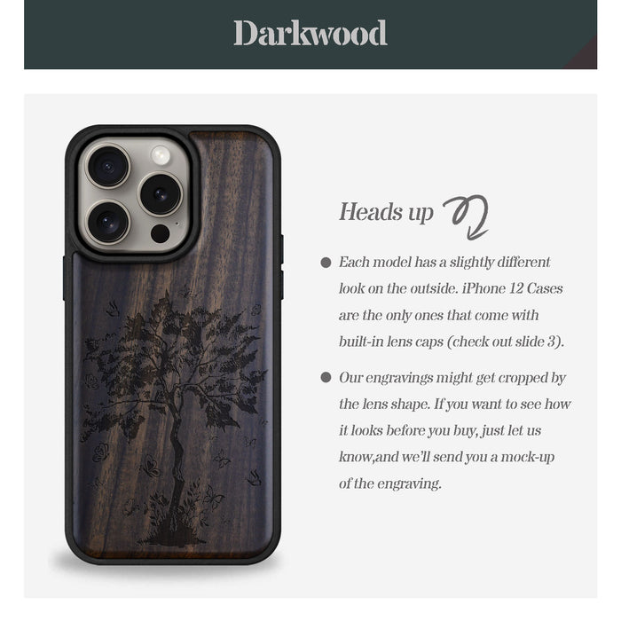 The Zentangle Sapling, Classic Engraved Wood & TPU Case - Artisanal Cover for Apple iPhone