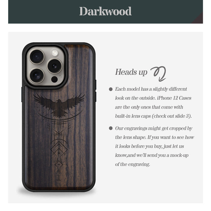 Norse Symbols, Classic Engraved Wood & TPU Case - Artisanal Cover for Apple iPhone