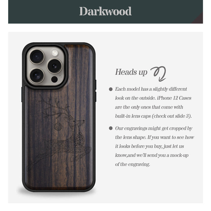 The Leaping Deer, Classic Engraved Wood & TPU Case - Artisanal Cover for Apple iPhone