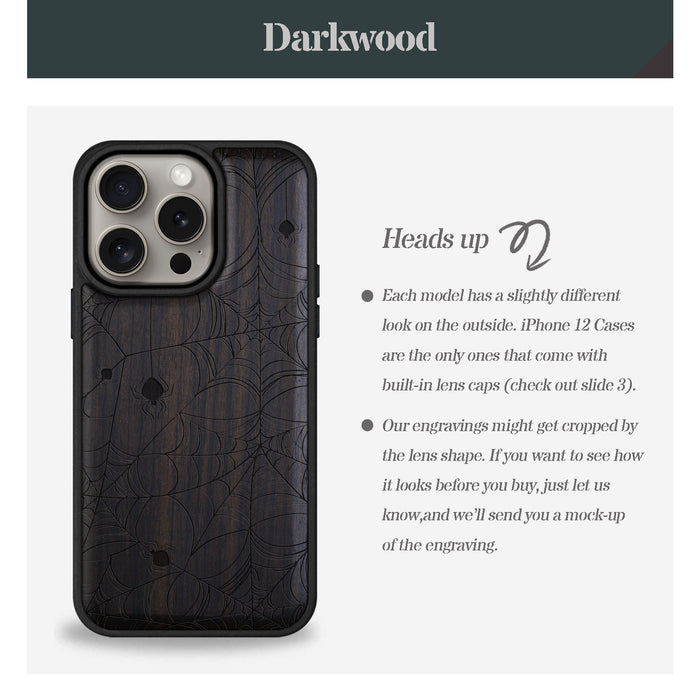 The Web Spinner's Craft, Classic Engraved Wood & TPU Case - Artisanal Cover for Apple iPhone