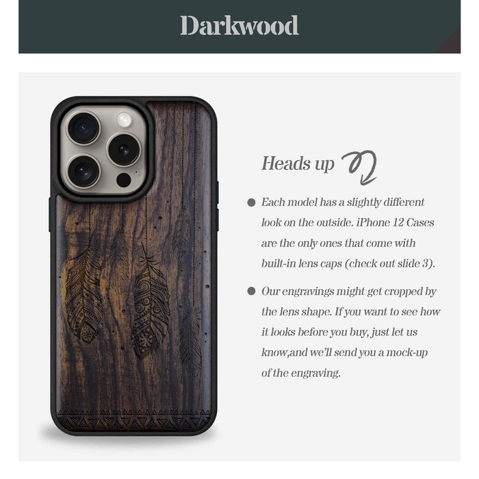 The Feathered Tapestry, Classic Engraved Wood & TPU Case - Artisanal Cover for Apple iPhone