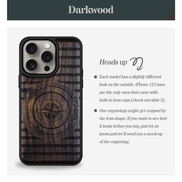 Charting the Course, Classic Engraved Wood & TPU Case - Artisanal Cover for Apple iPhone