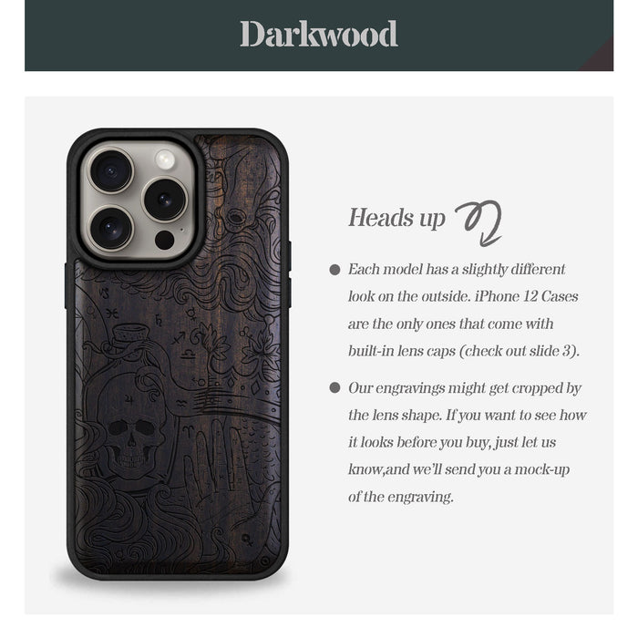 Zodiac Mystique, Classic Engraved Wood & TPU Case - Artisanal Cover for Apple iPhone