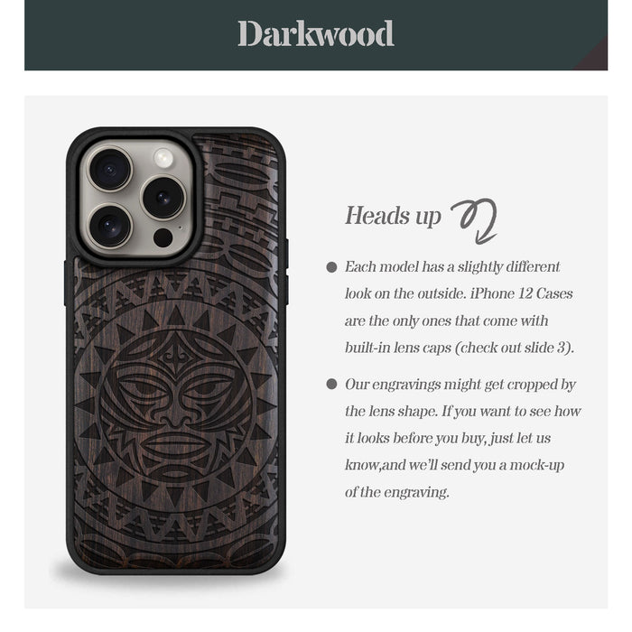 Maori Moko Mandala, Classic Engraved Wood & TPU Case - Artisanal Cover for Apple iPhone