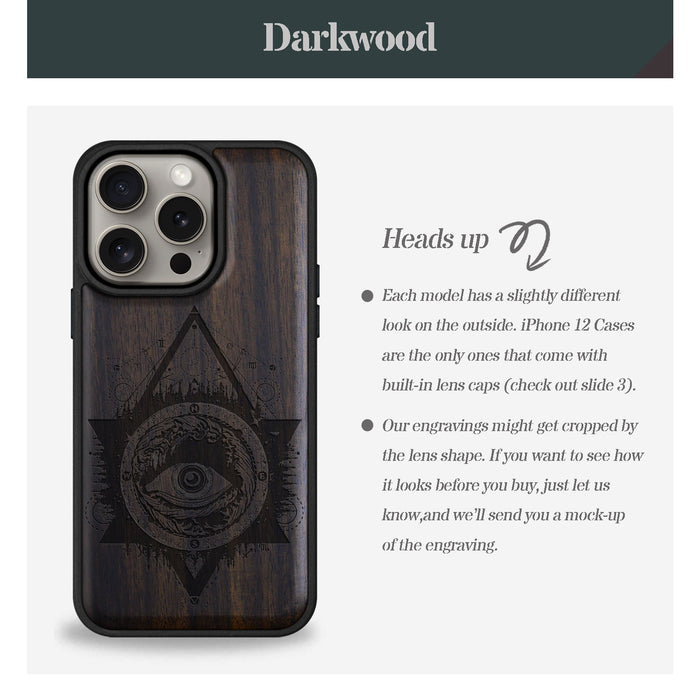 Storm Eye, Classic Engraved Wood & TPU Case - Artisanal Cover for Apple iPhone