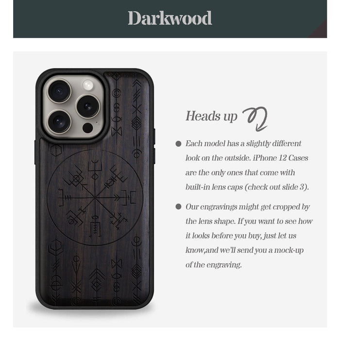 Viking Amulet, Classic Engraved Wood & TPU Case - Artisanal Cover for Apple iPhone