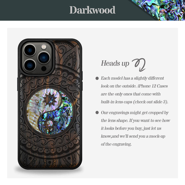 The Yin Yang Paisley, Hand-Inlaid Wood & Mother of Pearl Case - Artisanal Cover for Apple iPhone