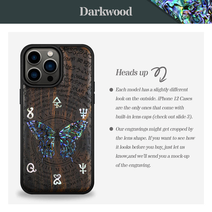 Papilio machaon, Hand-Inlaid Wood & Mother of Pearl Case - Artisanal Cover for Apple iPhone