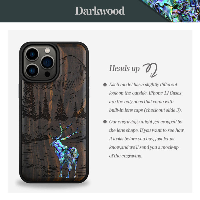 An Enthralling Natural Landscape Illustration, Hand-Inlaid Wood & Mother of Pearl Case - Artisanal Cover for Apple iPhone