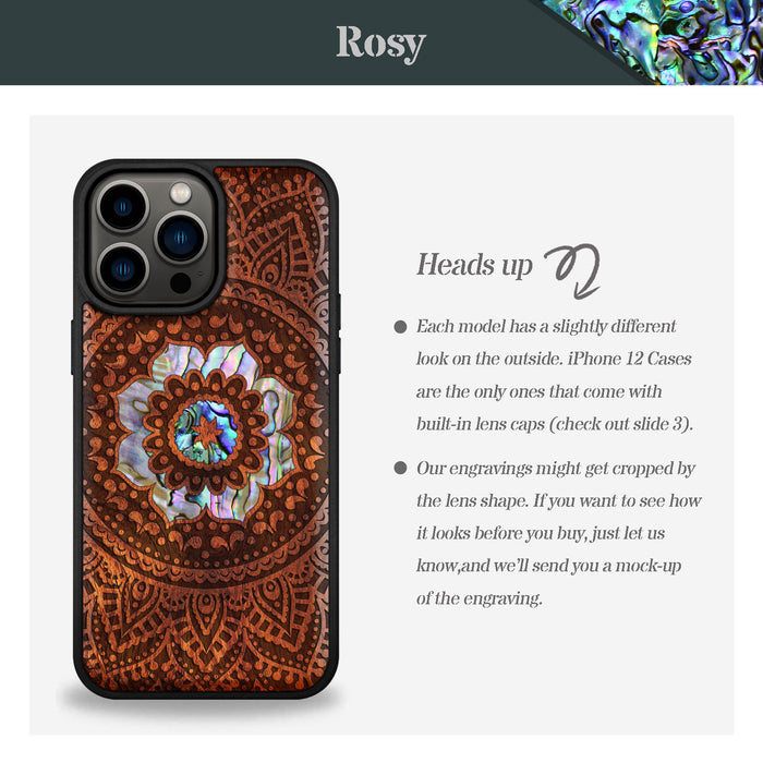 The Indian Floral Mandala, Hand-Inlaid Wood & Mother of Pearl Case - Artisanal Cover for Apple iPhone