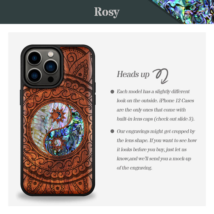 The Yin Yang Paisley, Hand-Inlaid Wood & Mother of Pearl Case - Artisanal Cover for Apple iPhone